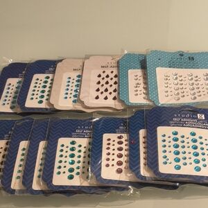 Studio Self-Adhesive Gem Pack - Blue, Red, Silver Bundle